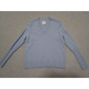Not Monday Sweater Womens Small S Light Blue 100% Cashmere V Neck Soft Luxury